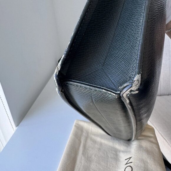 LOUIS VUITTON Business Bag Serviette Green Leather Briefcase. Authentic - Picture 7 of 11